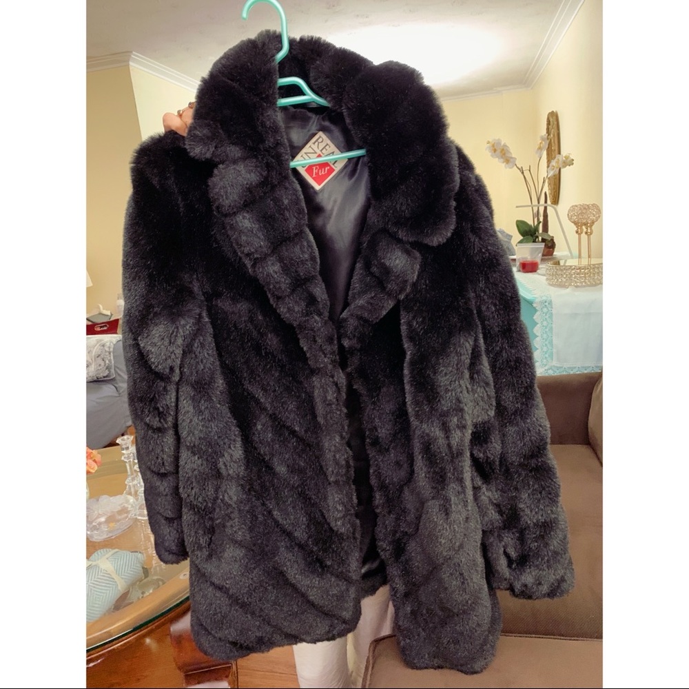 Black Faux Fur Jacket Size Large